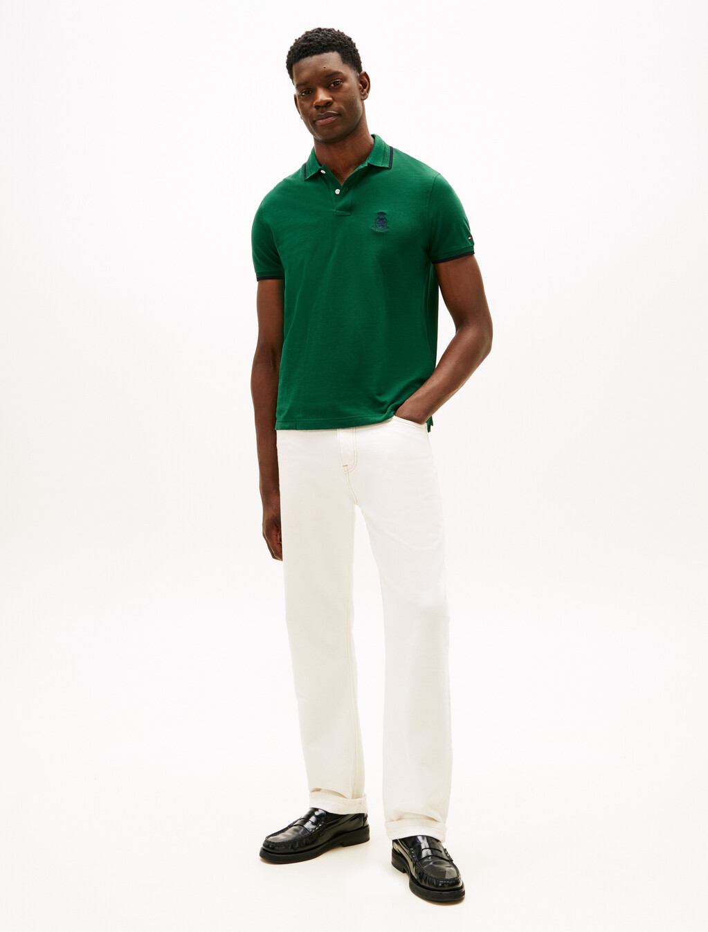 Tommy Crest Tipped Polo, Ornamental Green, hi-res