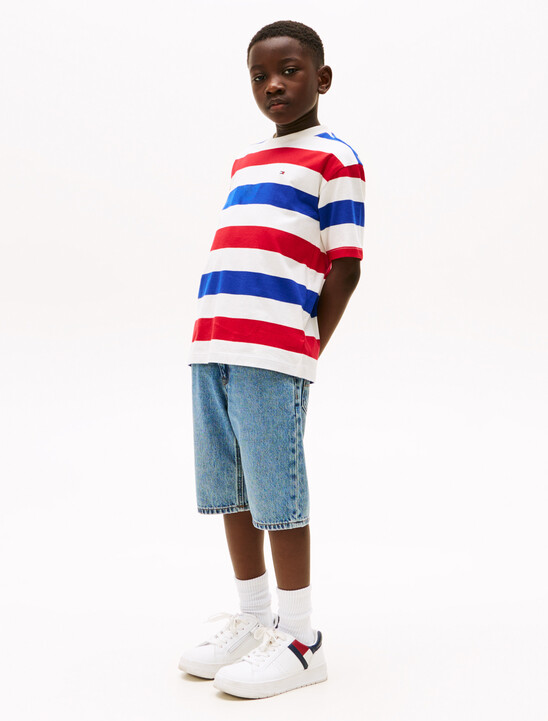 Flag Embroidery Crew Neck T-Shirt
