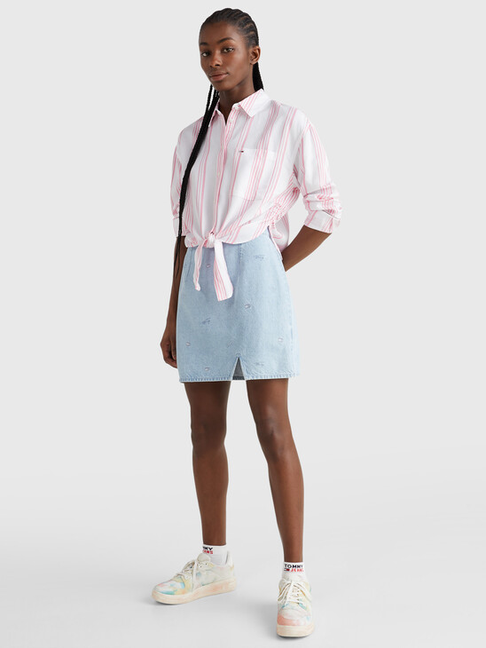 TIE-FRONT STRIPE SHIRT TIE-FRONT STRIPE SHIRT