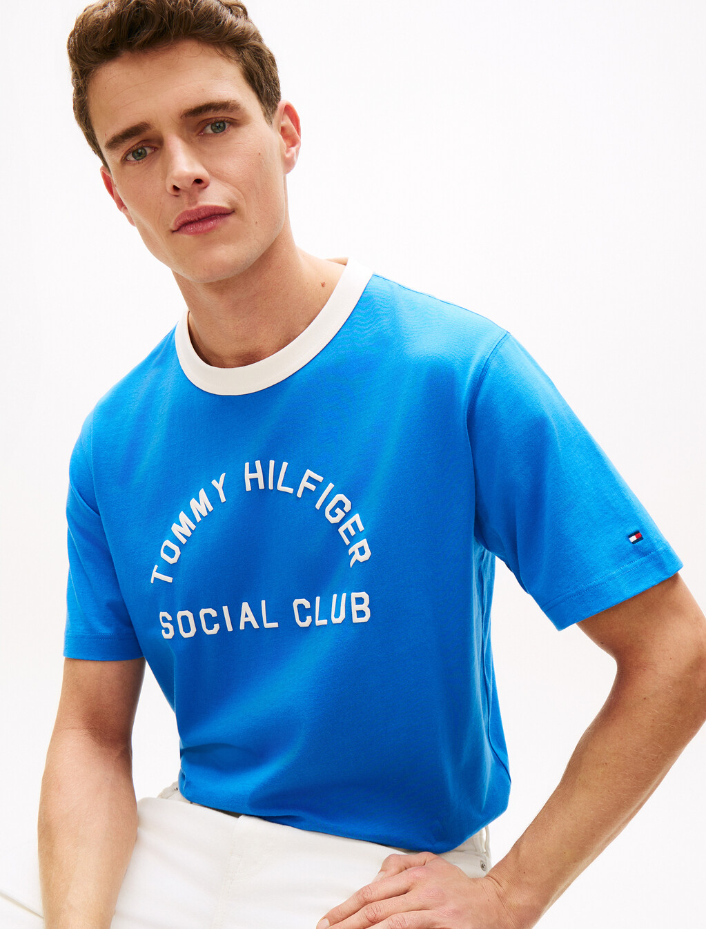 Contrast Crew Neck Relaxed Jersey T-Shirt, Blue Orbit, hi-res