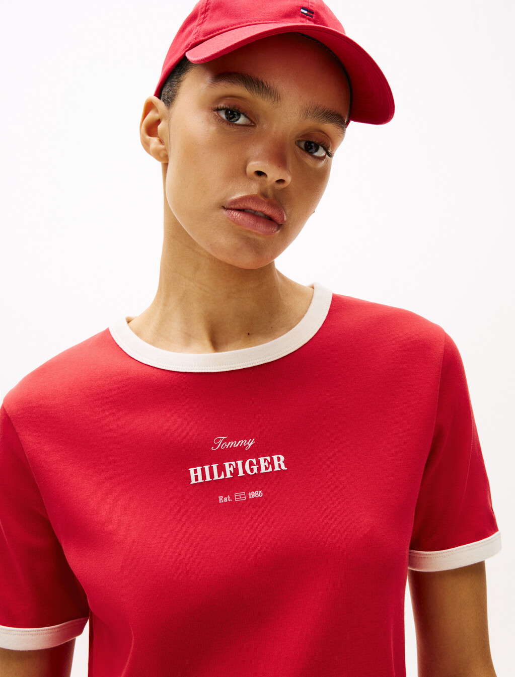 Logo Contrast Trim T-Shirt, Primary Red, hi-res