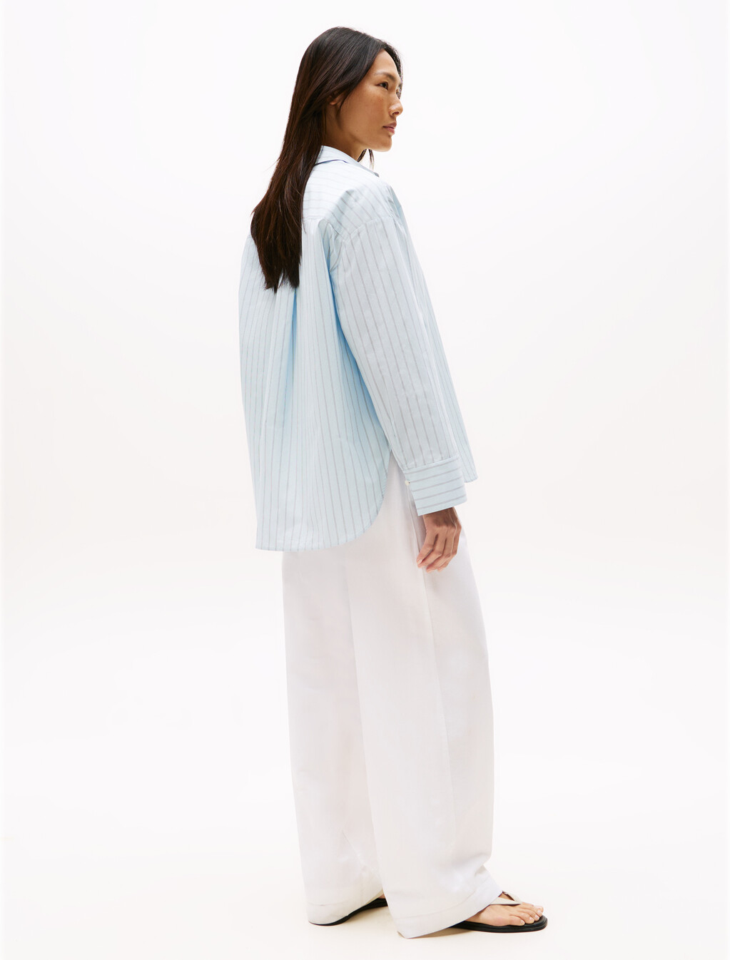 Asia Fit Poplin Easy Shirt, Textured Thin Stp/ Breezy Blue, hi-res