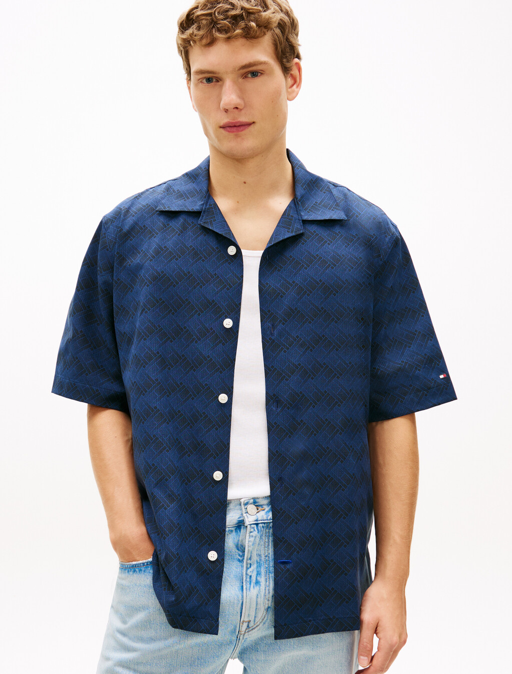 Satin Brooklyn Short, Carbon Navy Allover, hi-res