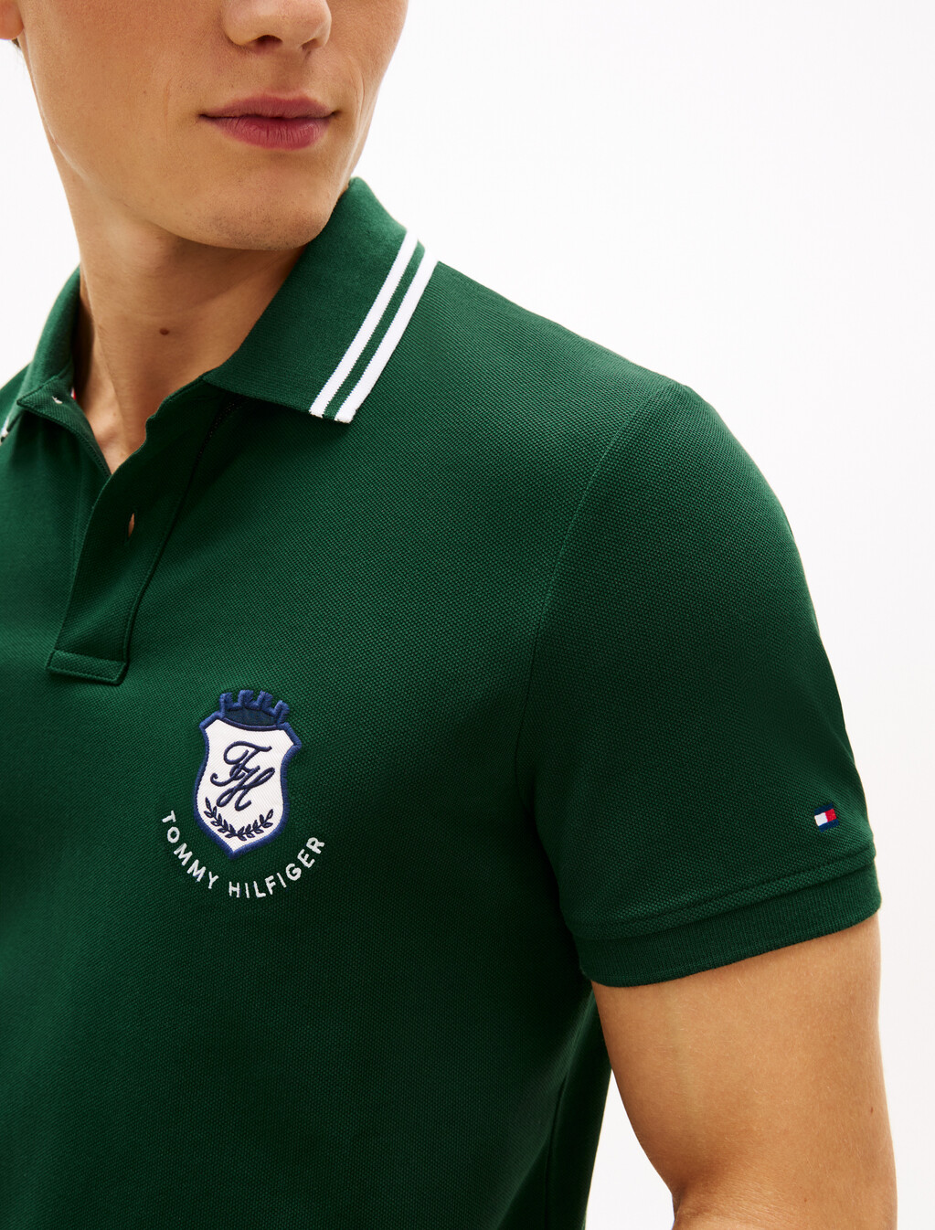 Regular Fit Crest Appliqu&eacute; Polo Shirt, Nocturnal Green, hi-res