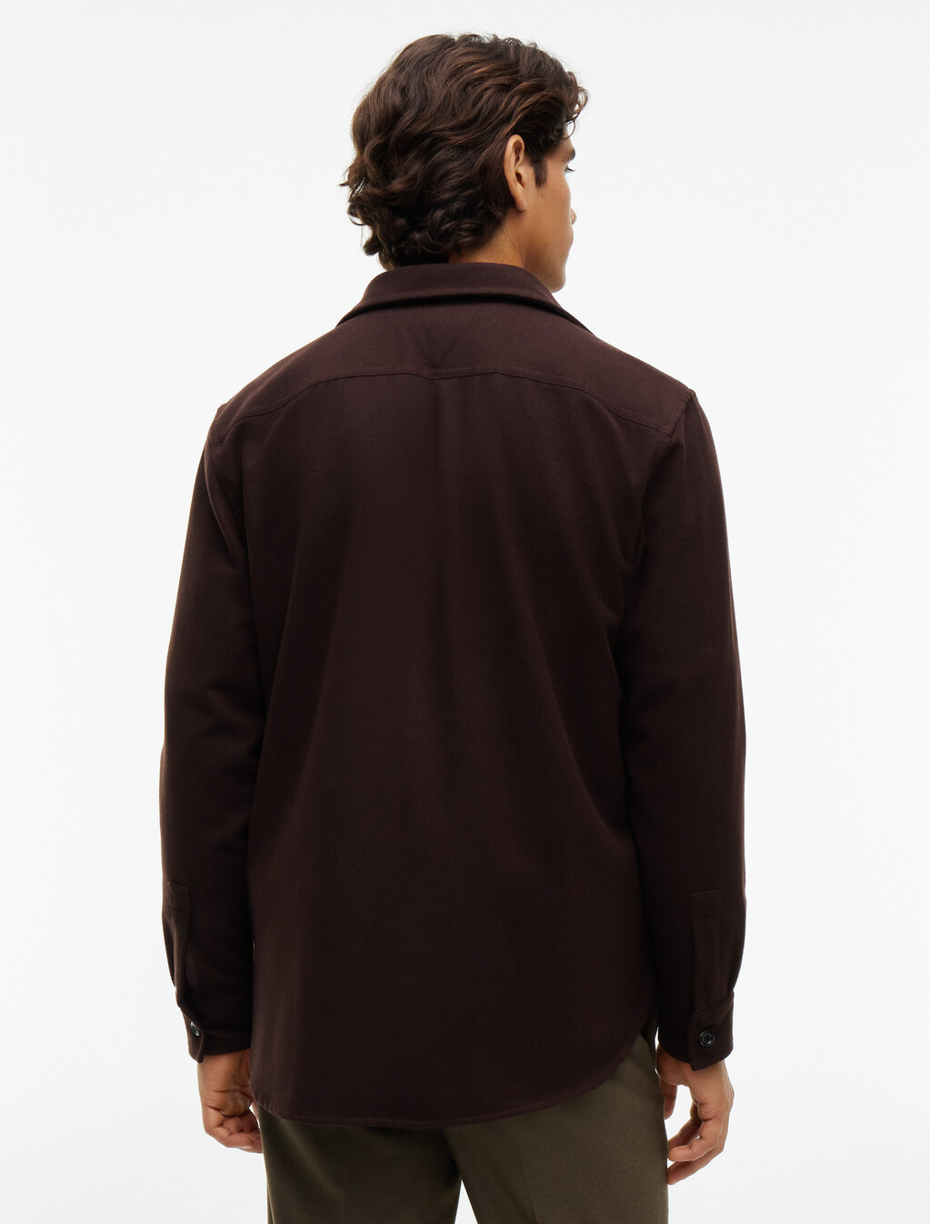 Relaxed Fit Wool Blend Shirt, Chocolate, hi-res