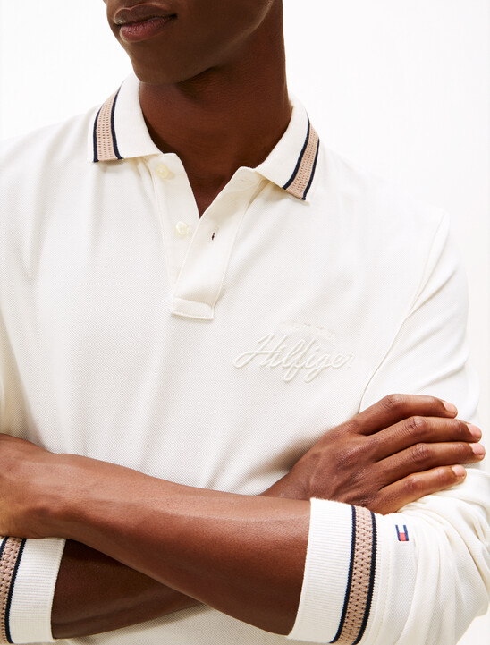 Regular Fit Tipped Long Sleeve Polo Shirt