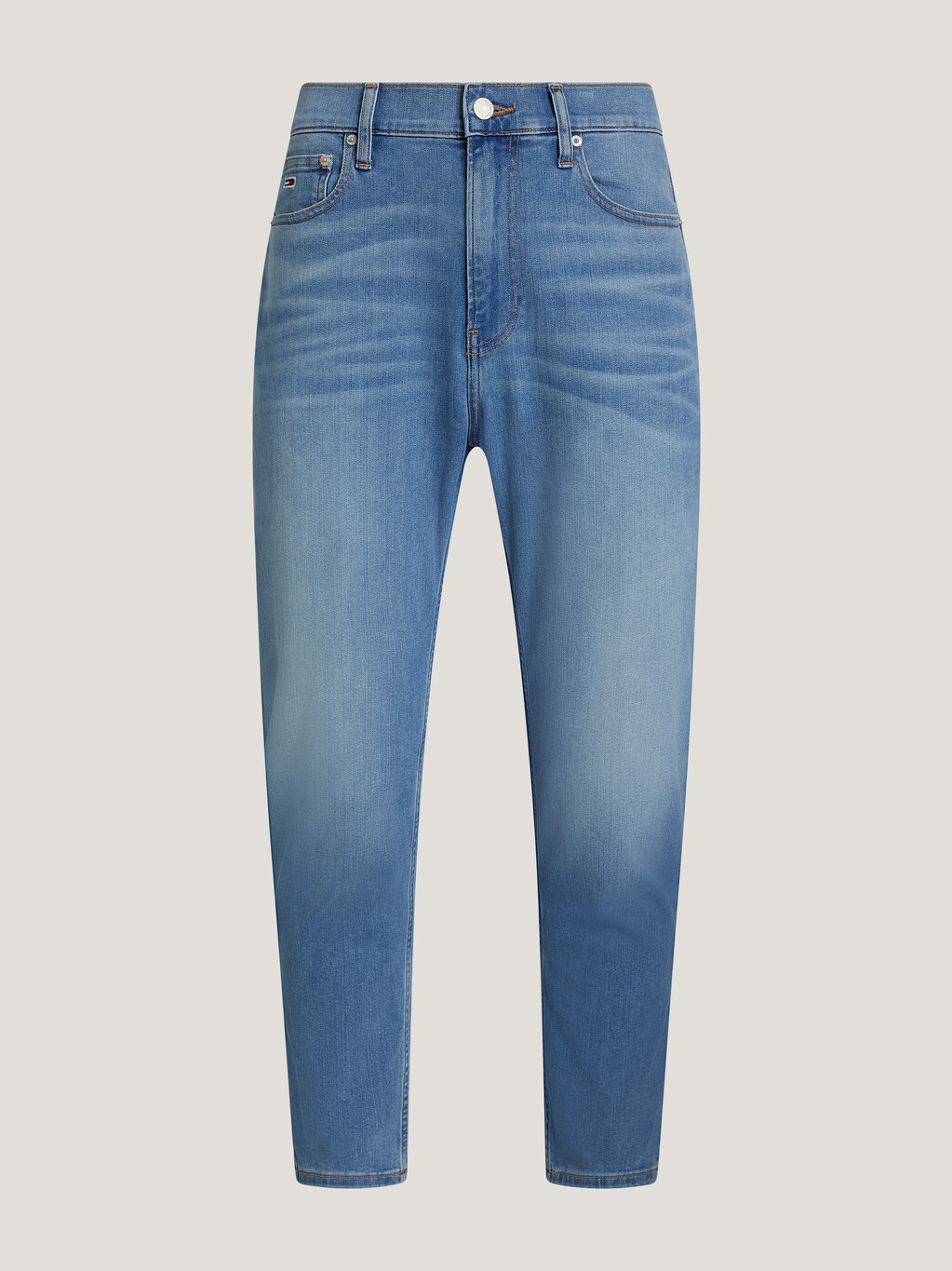 Washed Taper Jeans, Denim Medium Blue, hi-res