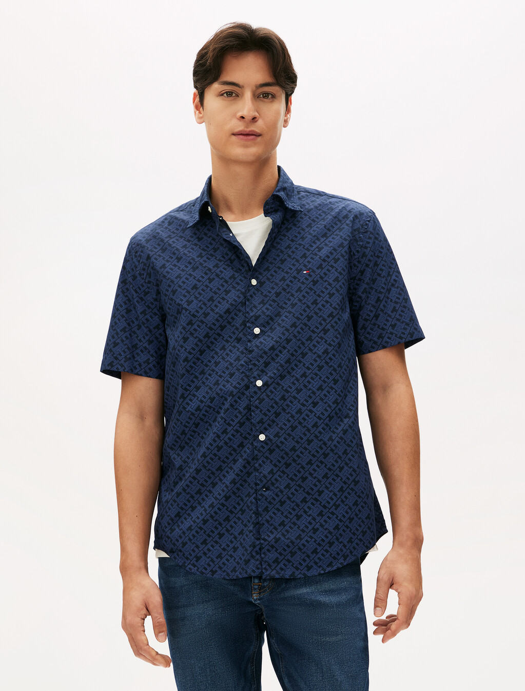 Flex Monogram Poplin Regular Shirt, Desert Sky All Over, hi-res