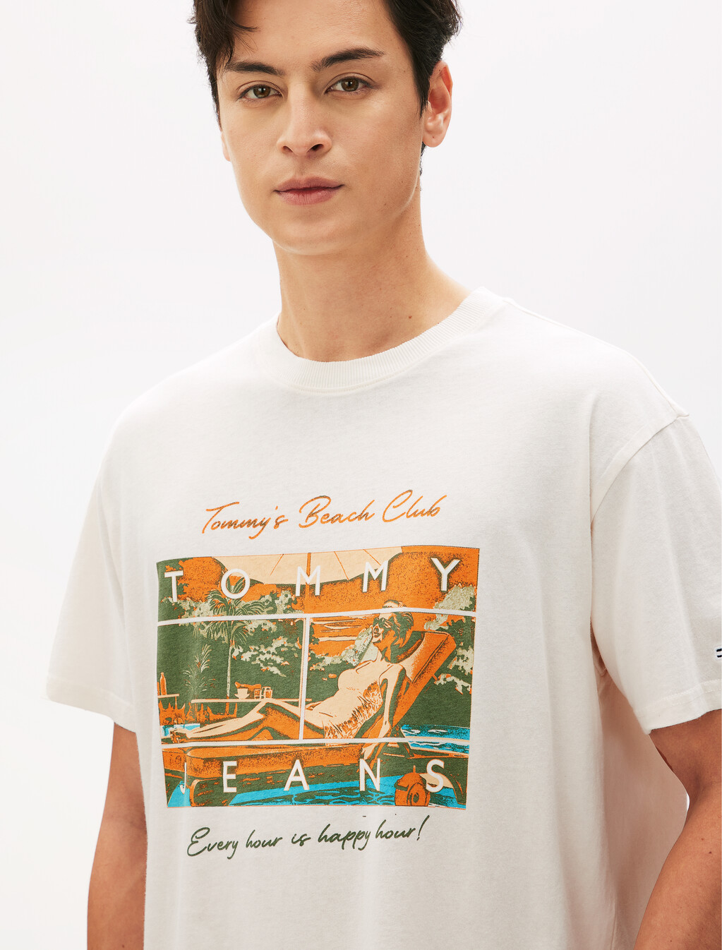 Relaxed Beach Club Graphic T-Shirt, Ancient White, hi-res