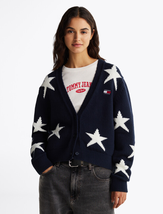 Star Knit Cardigan With Wool