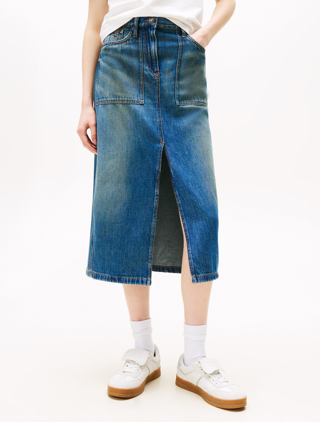 Claire Utility Midi Denim Skirt, Denim Medium, hi-res