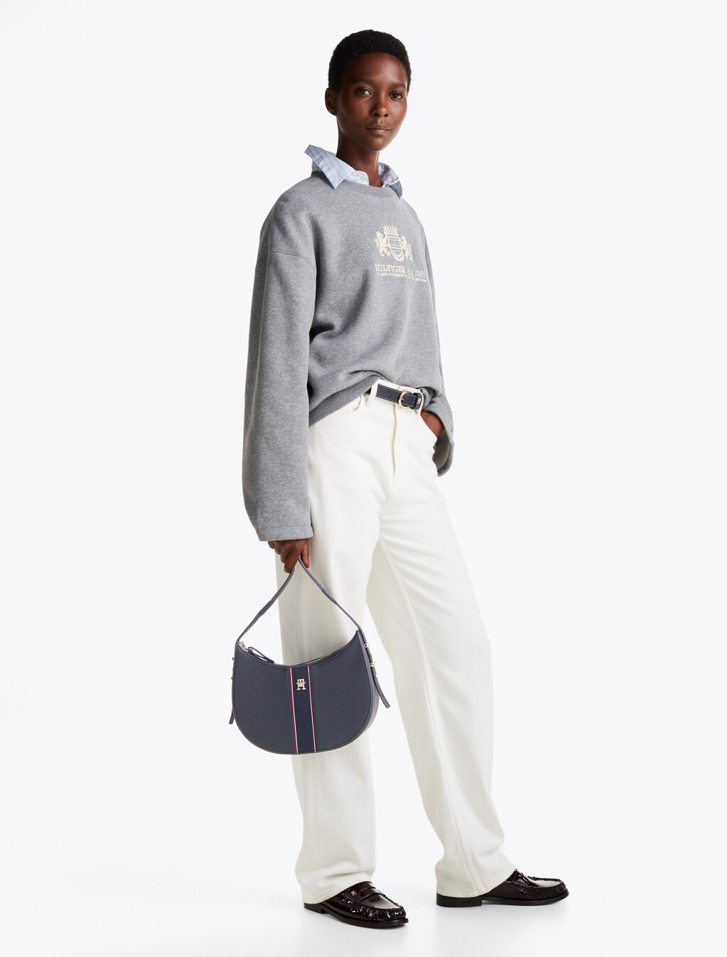 Pebble Grain Hobo Bag, Space Blue, hi-res