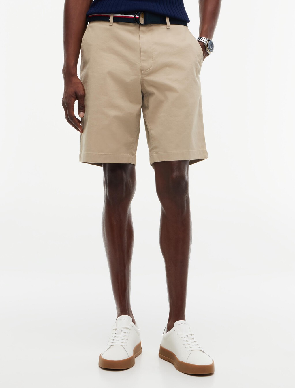 Denton Belted Twill Slim Shorts, Batique Khaki, hi-res