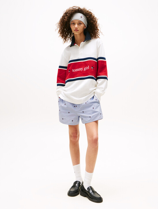 Tommy Girl 寬鬆伊薩卡條紋星星刺繡短褲