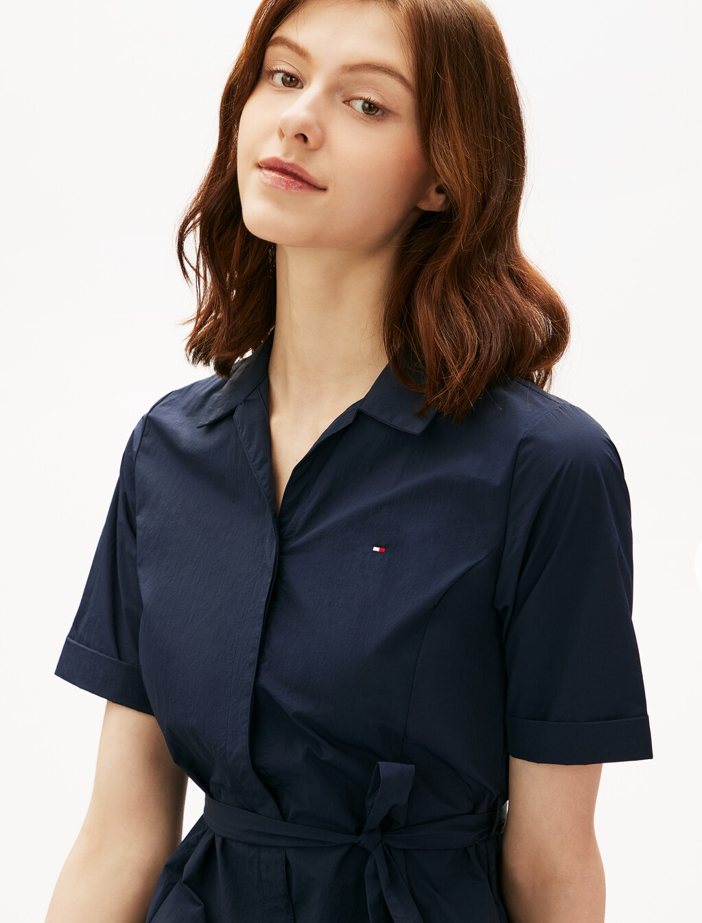 Asia Fit Nylon Shirt Dress, Dark Night Navy, hi-res