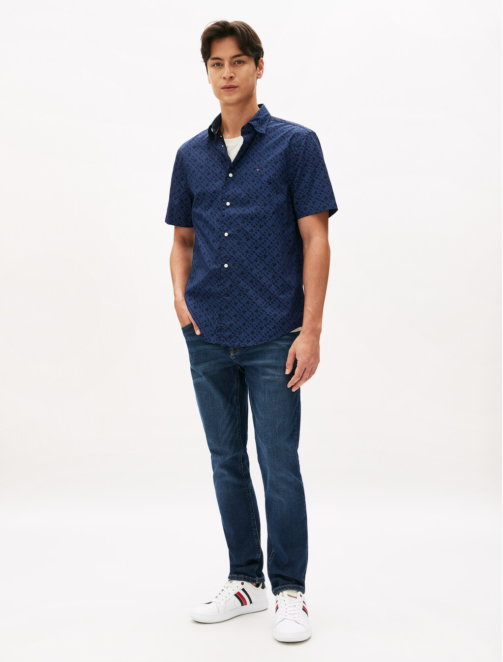 Flex Monogram Poplin Regular Shirt, Desert Sky All Over, hi-res