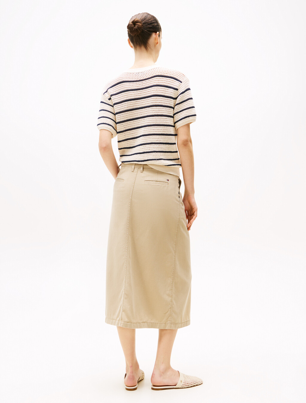 Midi Chino Skirt, Beige, hi-res