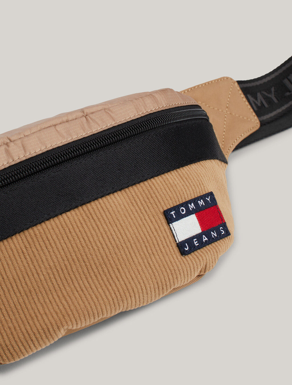 Essential Logo Corduroy Colour-Blocked Bum Bag, Tawny Sand, hi-res