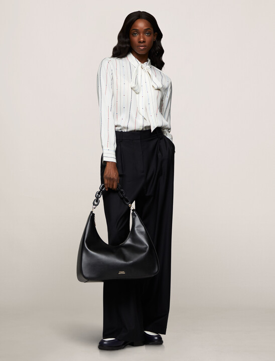 Foulard Stripe Tie Neck Shirt