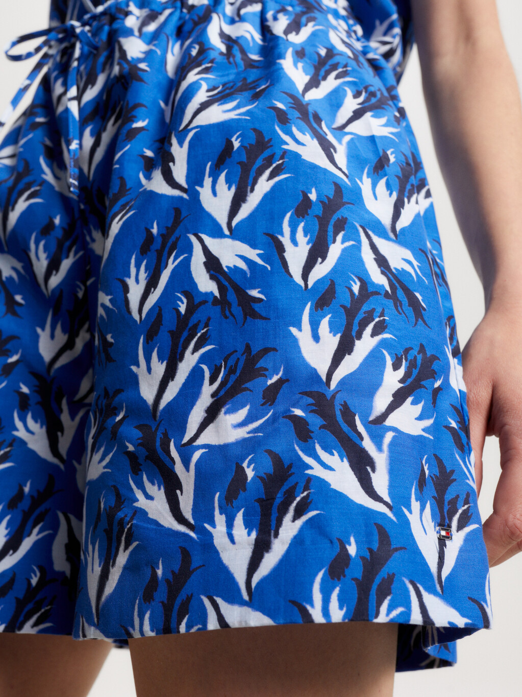 印花棉質人造絲短褲, Watercolor Floral Ultra Blue, hi-res