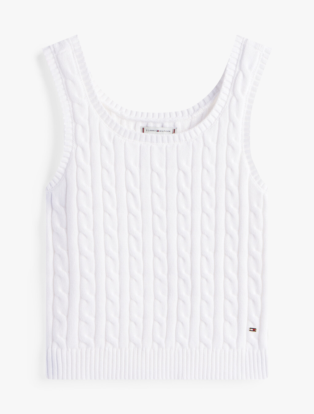 Cable Knit Sleeveless Sweater, Ecru, hi-res