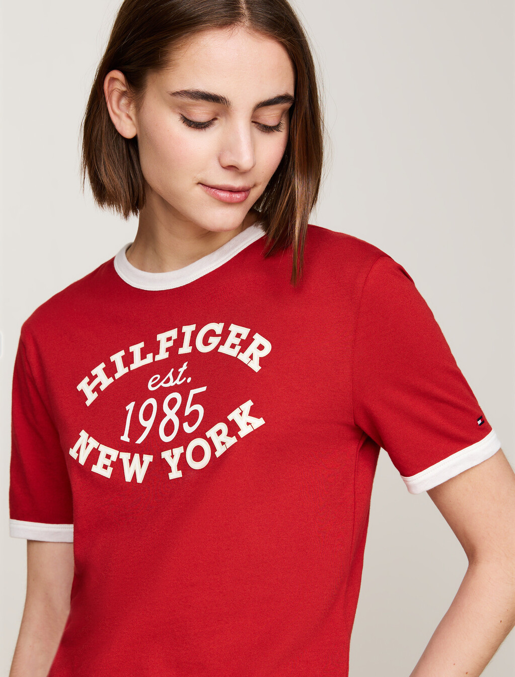 Varsity Logo Contrast Trim T-Shirt, Dark Magma, hi-res