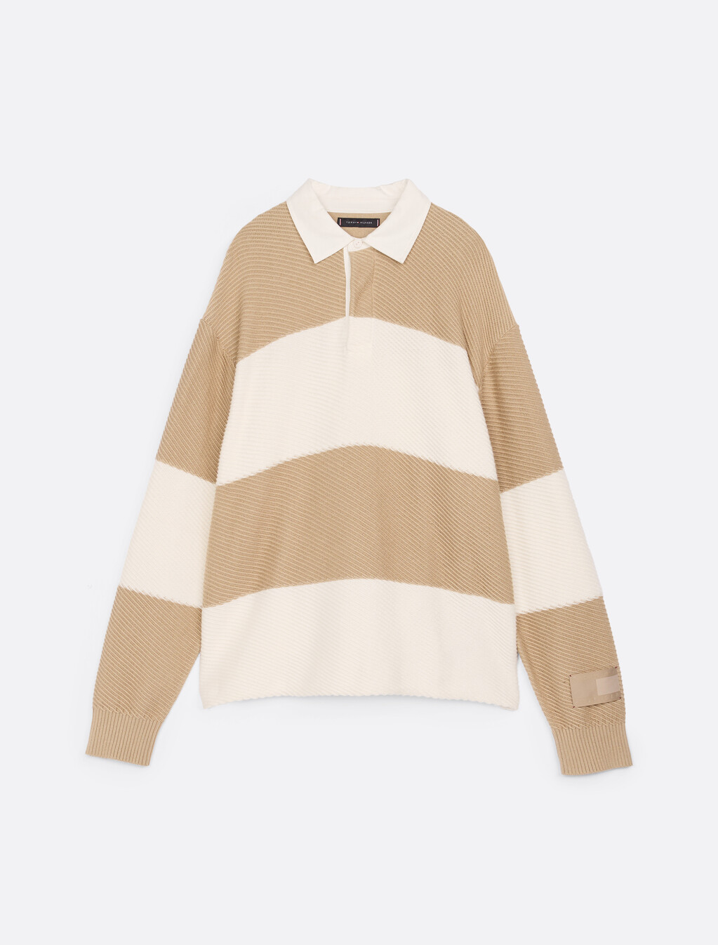 羊絨橄欖球毛衣, Sandalwood/ Ivory Stripe, hi-res