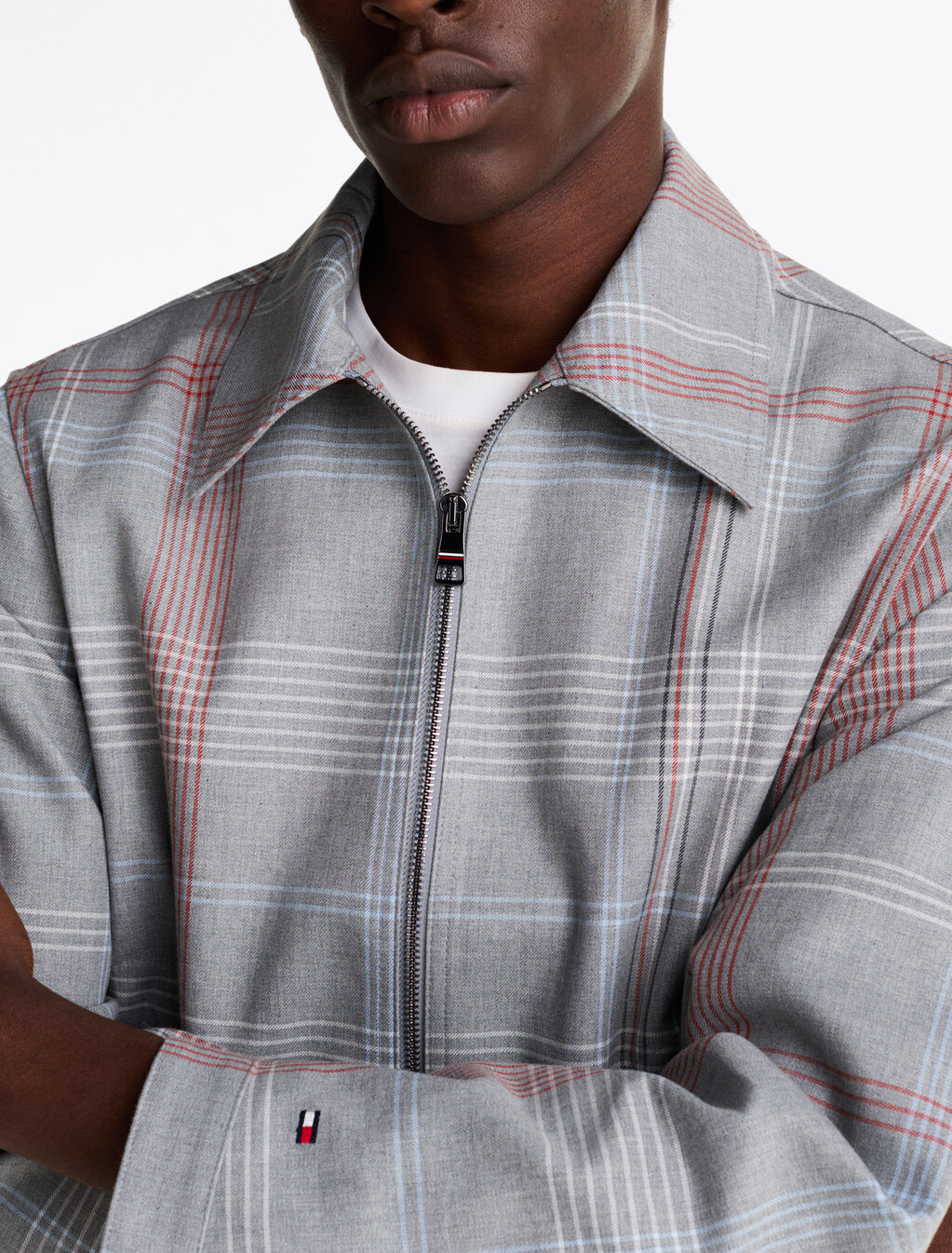 Check Zip-Thru Water Repellent Overshirt Jacket, Medium Grey Heather, hi-res