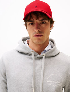 Tommy 旗幟純棉六片式棒球帽, Medium Red, hi-res