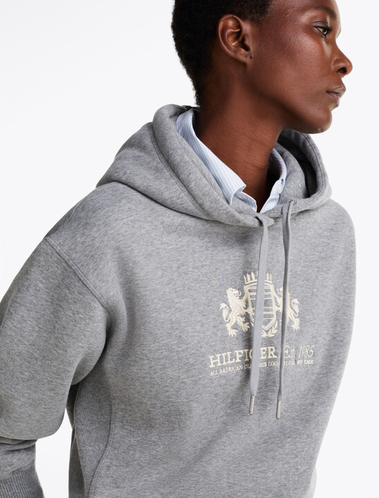 Logo Embroidery Drawstring Fleece Hoody