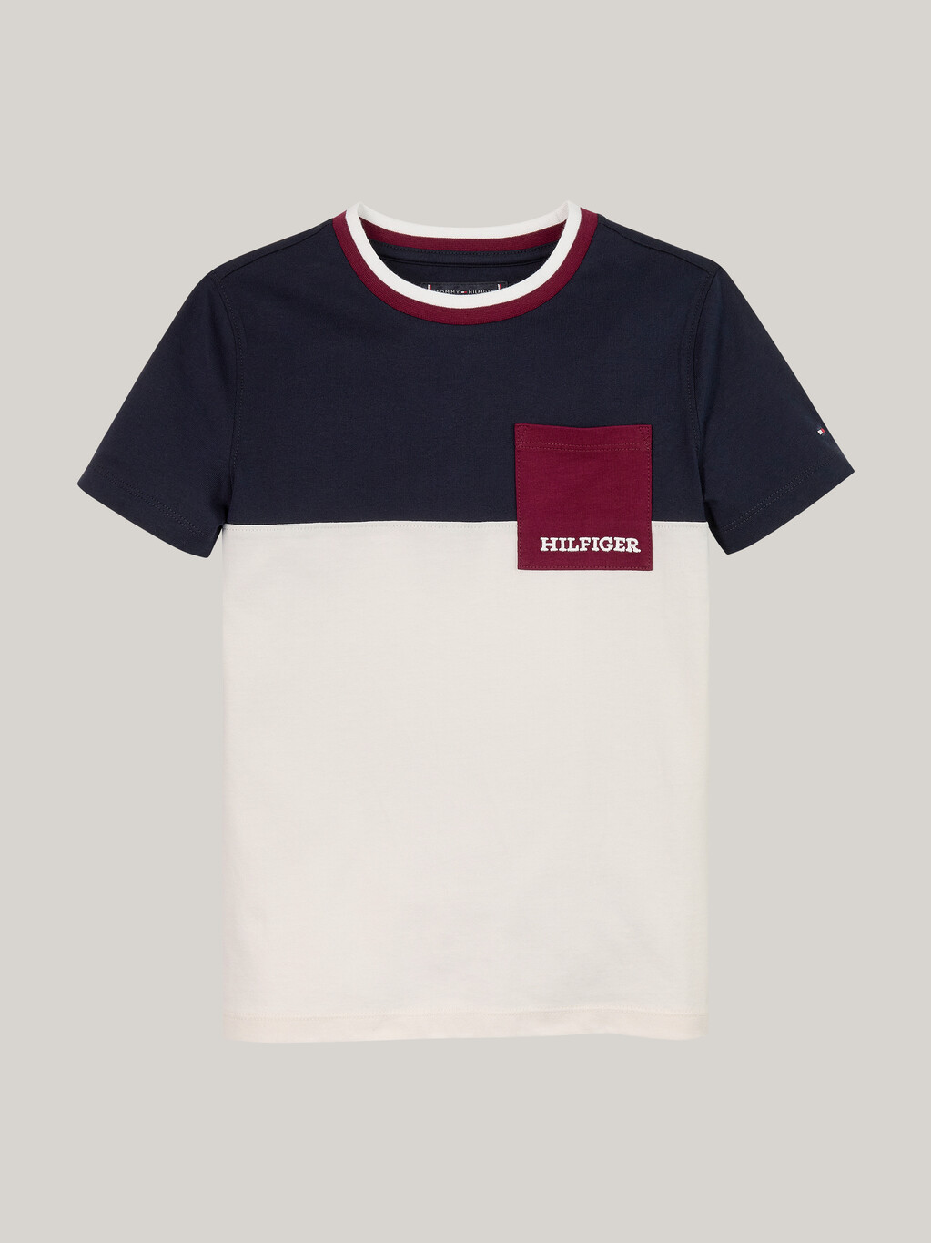 Colour-Blocked Pocket Logo T-Shirt, Ancient White, hi-res