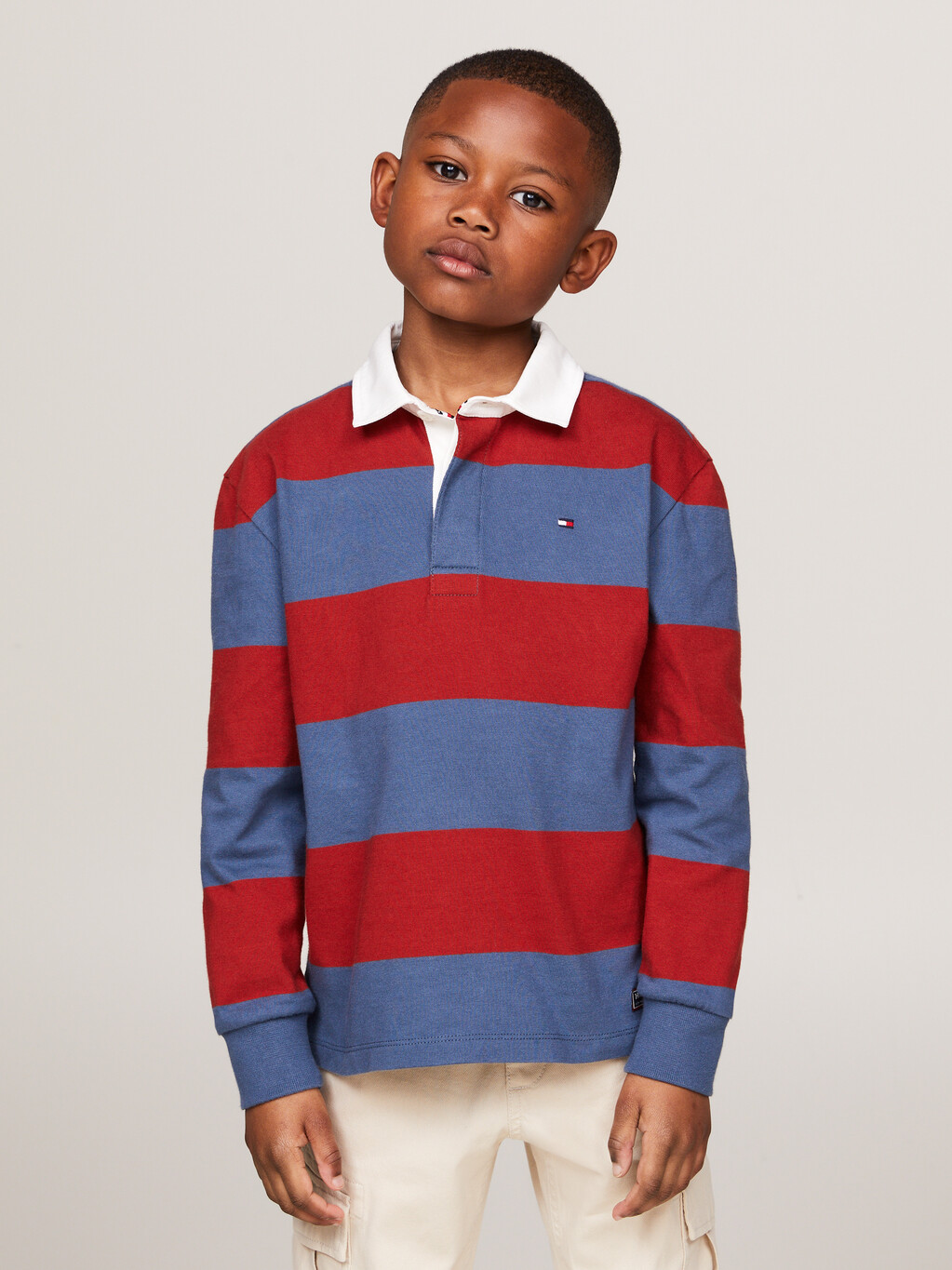 Rugby Stripe Relaxed Long Sleeve Polo, Rwb Colorblock, hi-res