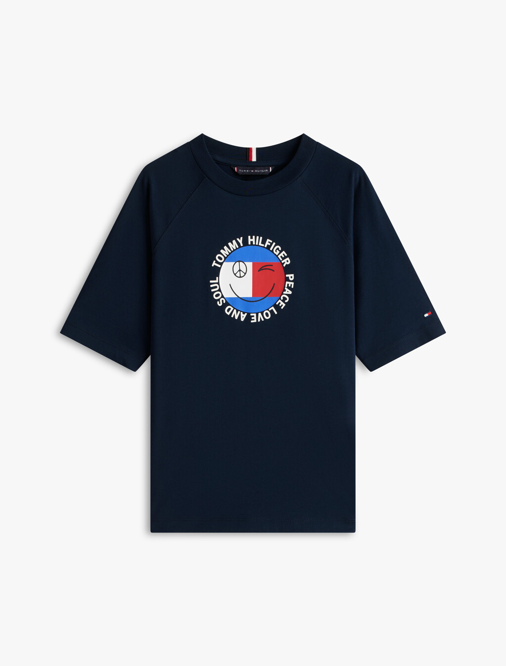 Smiley Flag Logo Jersey T-Shirt, Dark Night Navy, hi-res