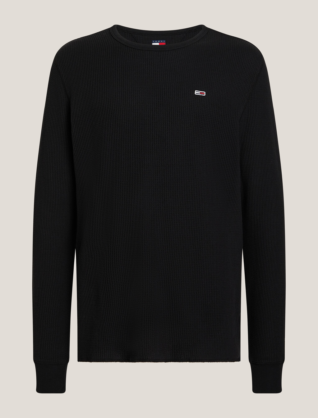 Waffle Knit Slim T-Shirt, Black, hi-res