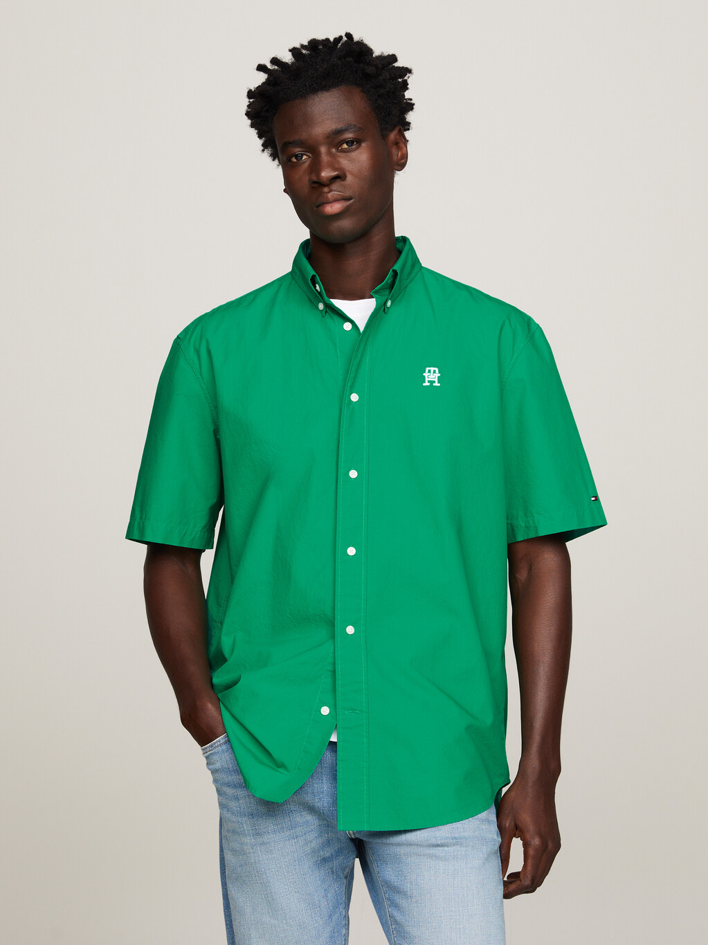 TH Monogram 常規短袖襯衫, Olympic Green, hi-res