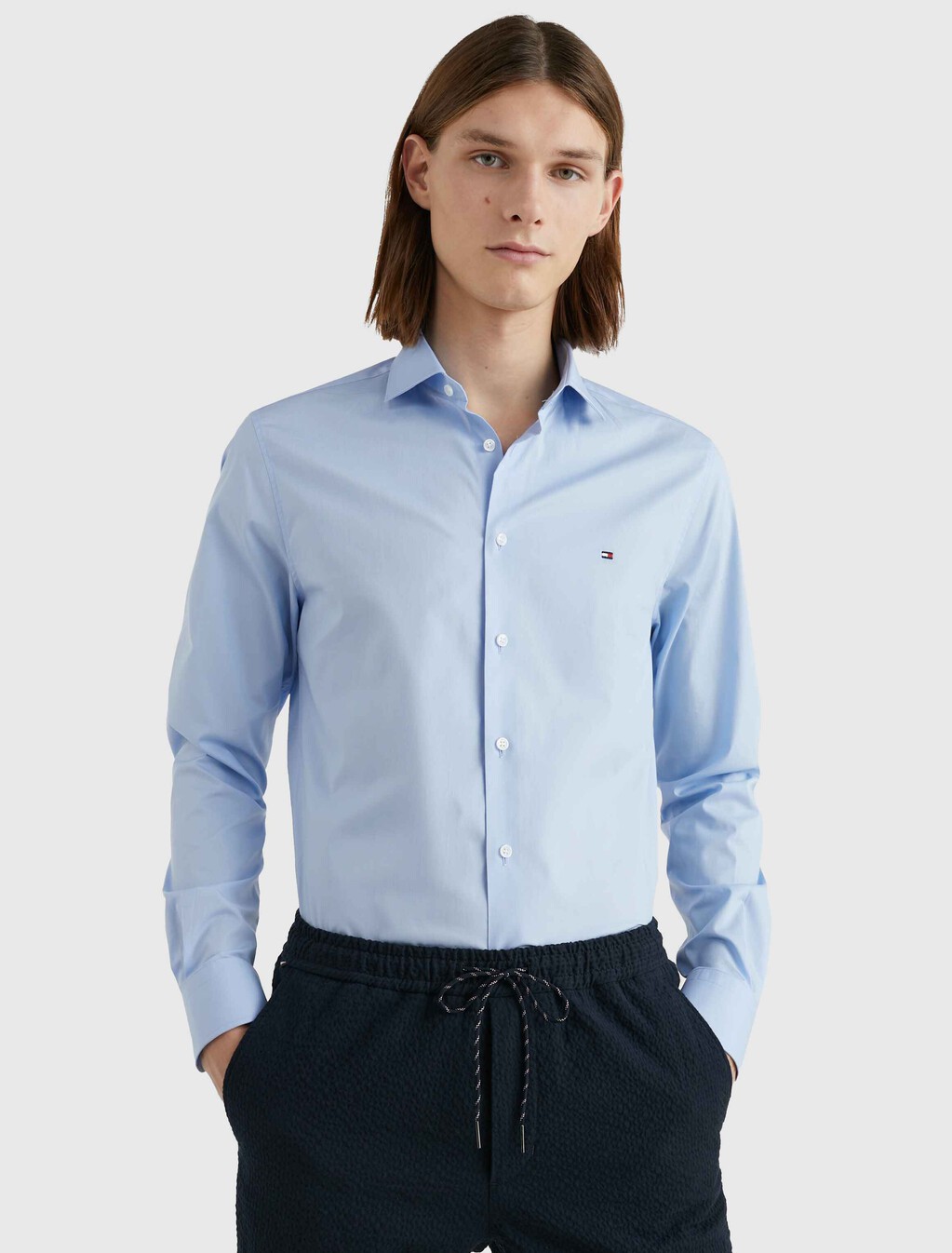 TH Flex Poplin Shirt, Custom Color Light Blue, hi-res