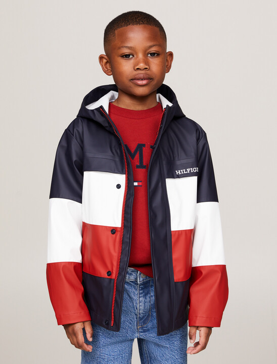 Colour-Blocked Hooded Windbreaker