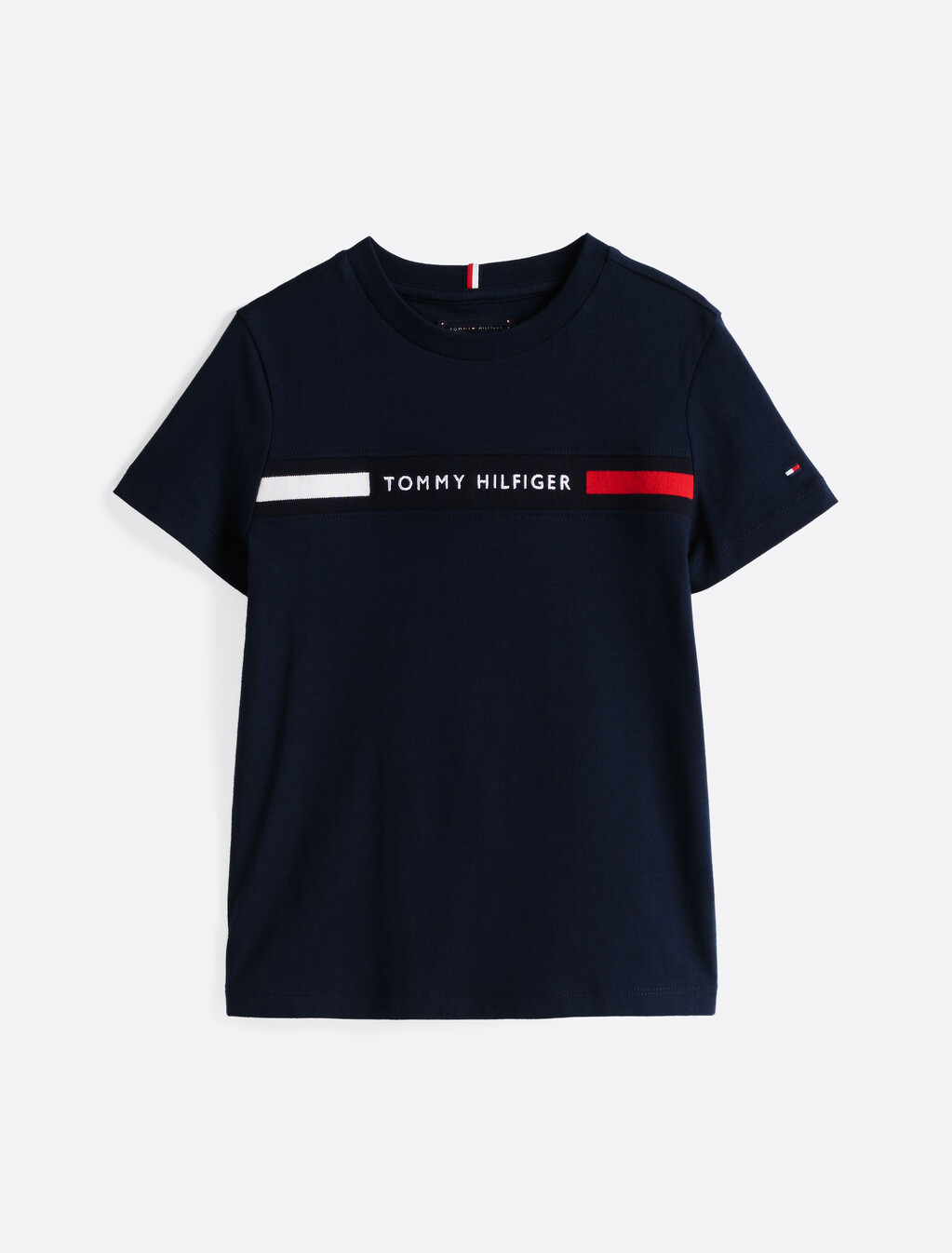 Logo Rib-Knit Insert T-Shirt, Dark Night Navy, hi-res