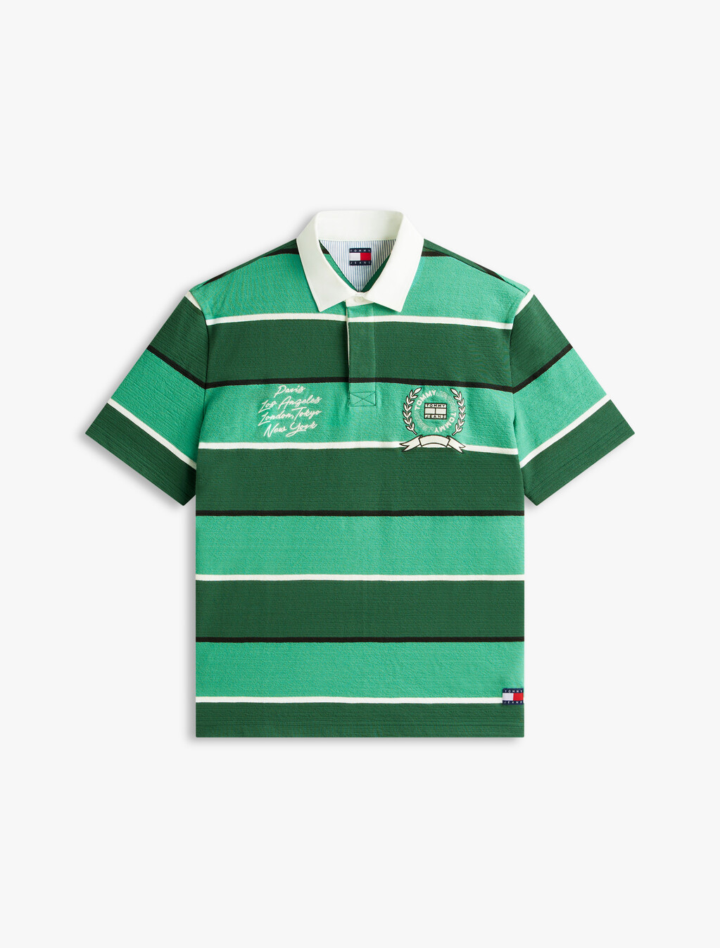 Relaxed Fit Rugby Stripe Embroidery Polo Shirt, Shadow Pine Stripe, hi-res