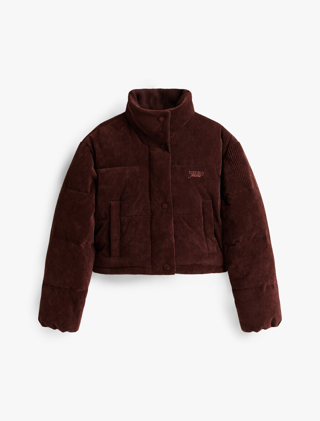 Logo Embroidery Relaxed Corduroy Puffer Jacket, Rich Brown, hi-res