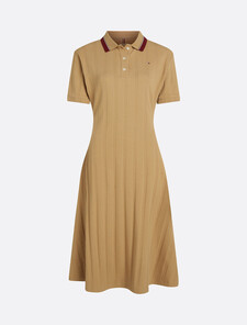 Rib Knit Polo Midi Dress, Safari Canvas, hi-res