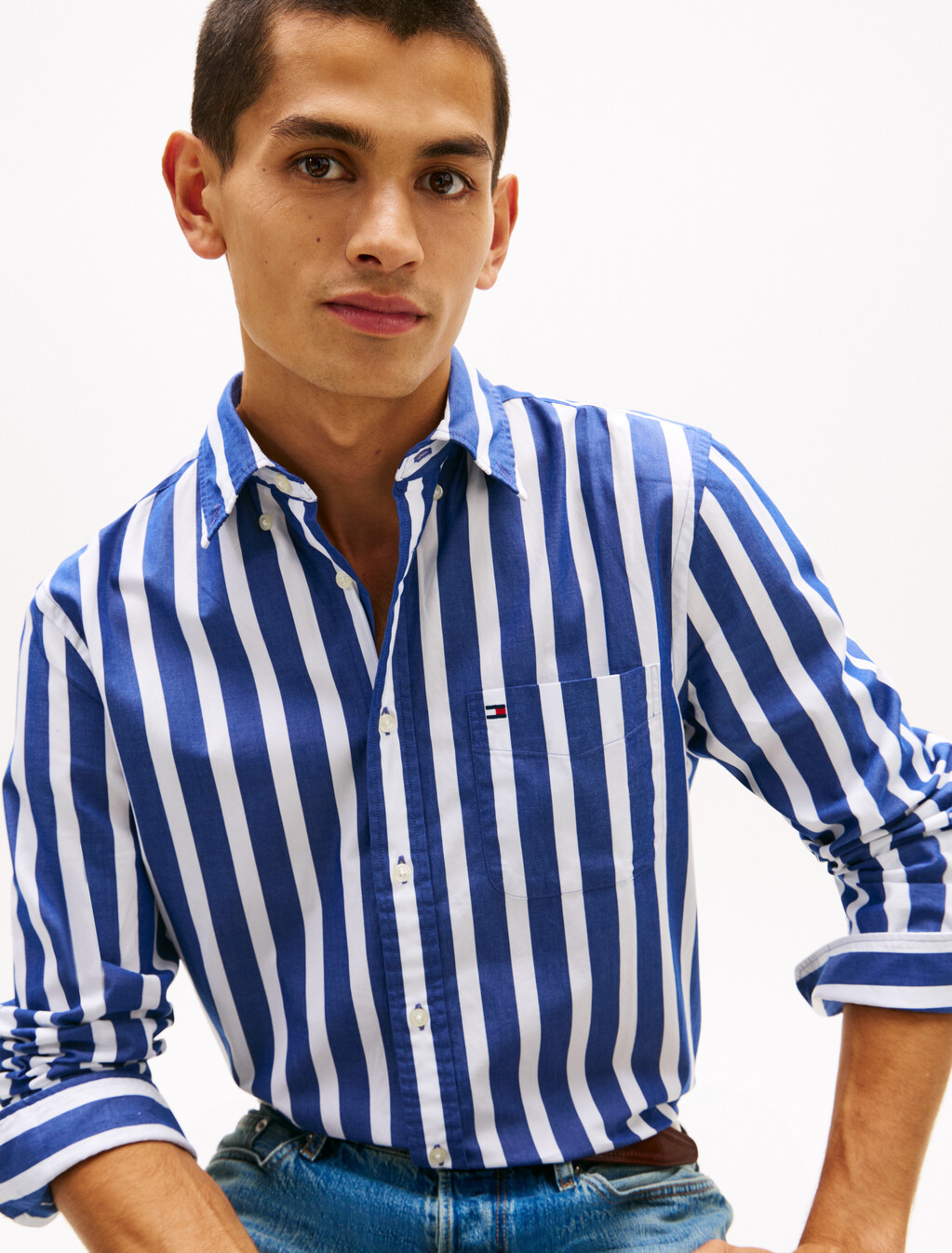 TH Flex Regular Fit Stripe Shirt, Bold Blue / Stripe, hi-res