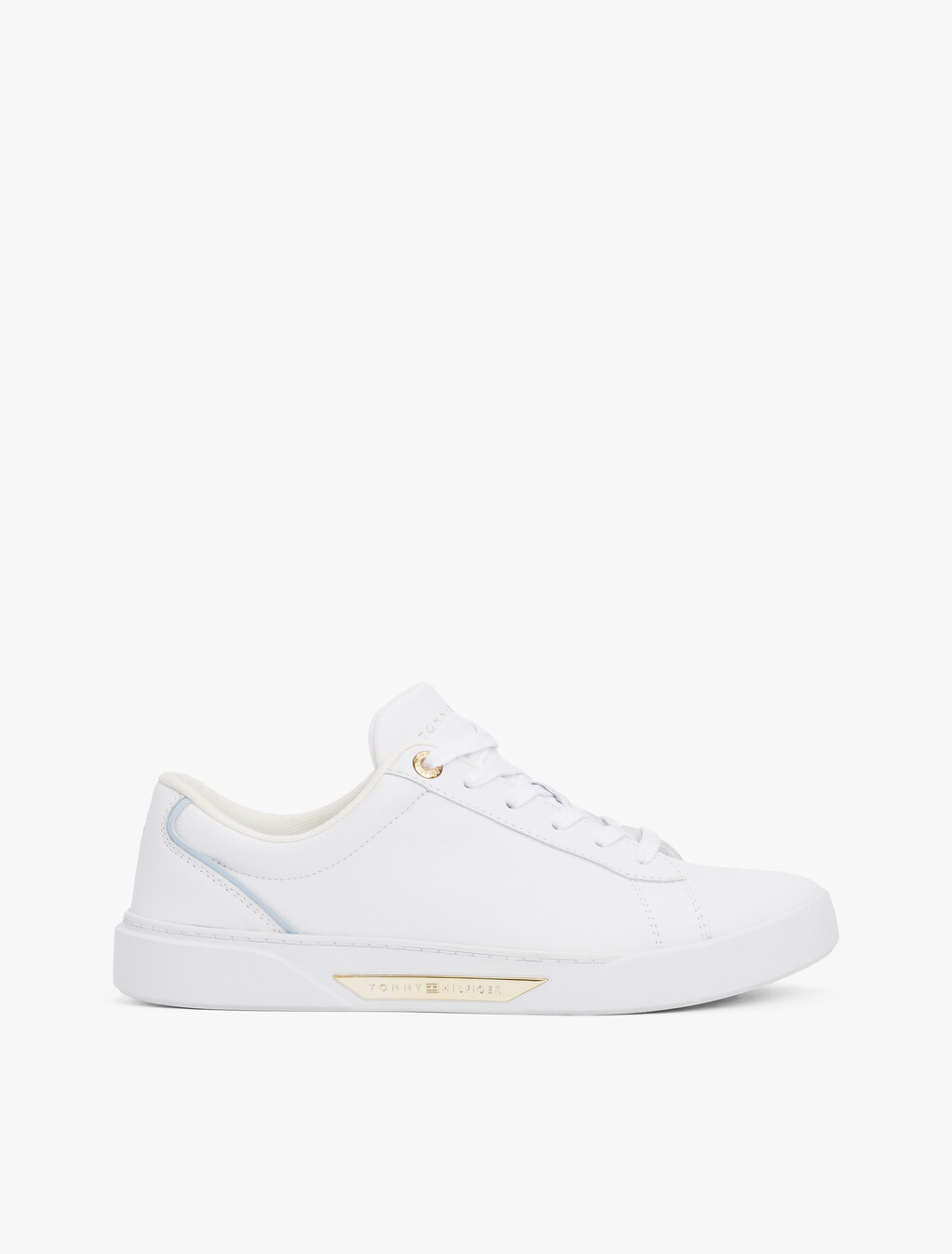 Leather Court Trainers, White, hi-res