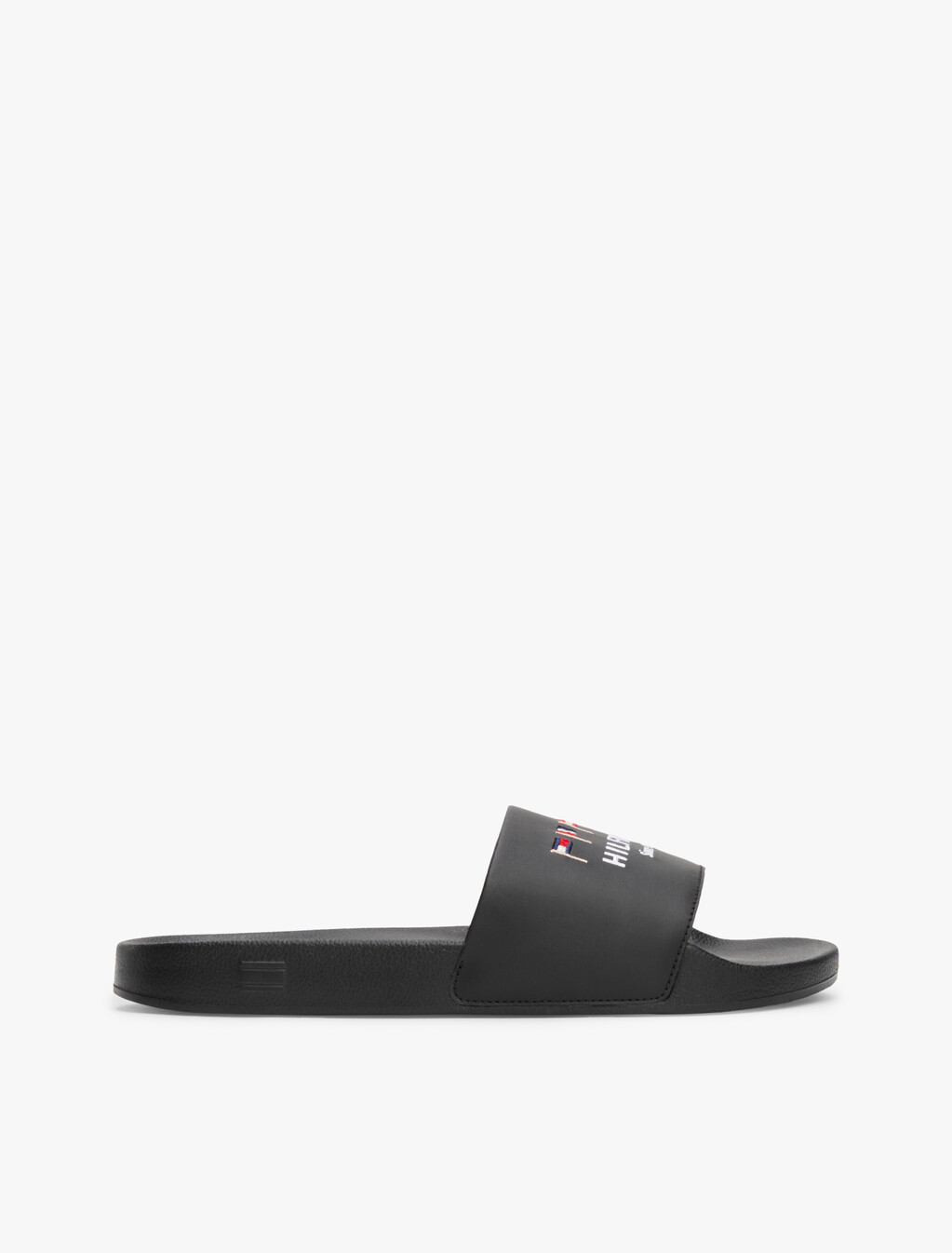 Flag Embroidery Pool Slides, Black, hi-res