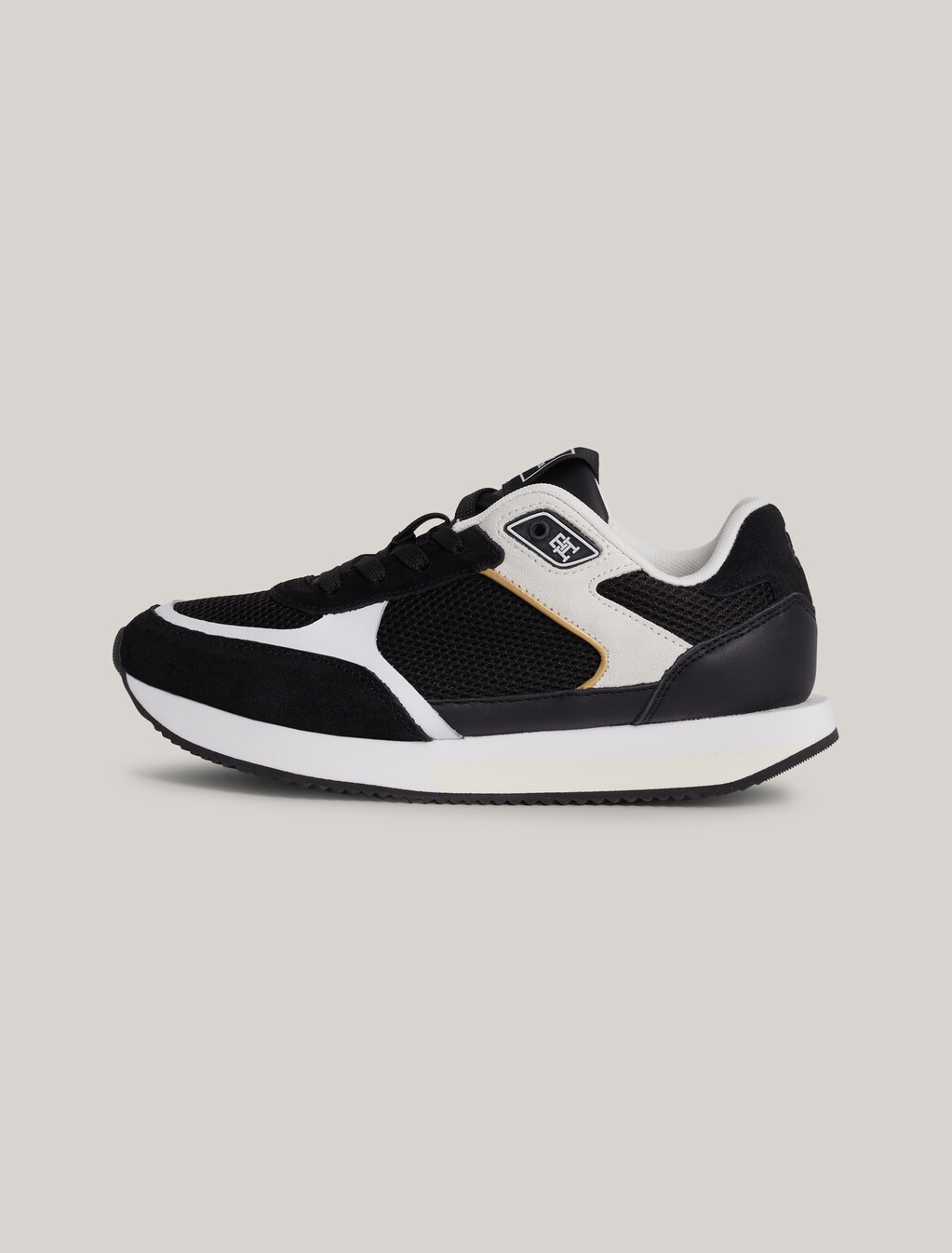 Essential Elevated Suede Runner Trainers, Black, hi-res