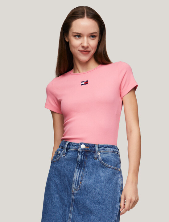 Slim Badge Ribbed T-Shirt