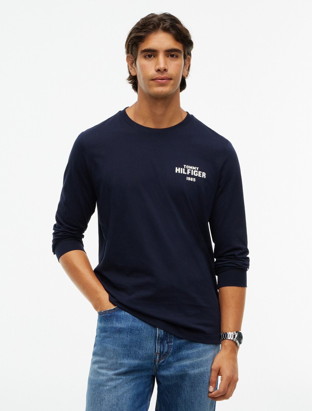 1985 Logo Long Sleeve T-Shirt, Navy Blue, hi-res