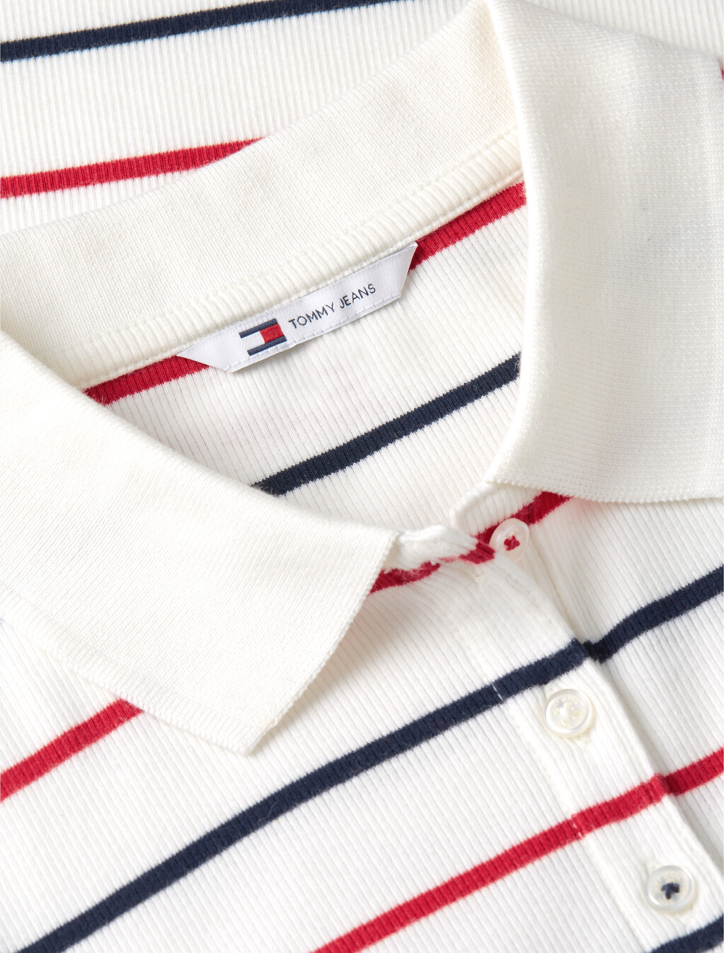 羅紋貼身長版迷你 Polo 連身裙, Ecru / Multi Stripe, hi-res