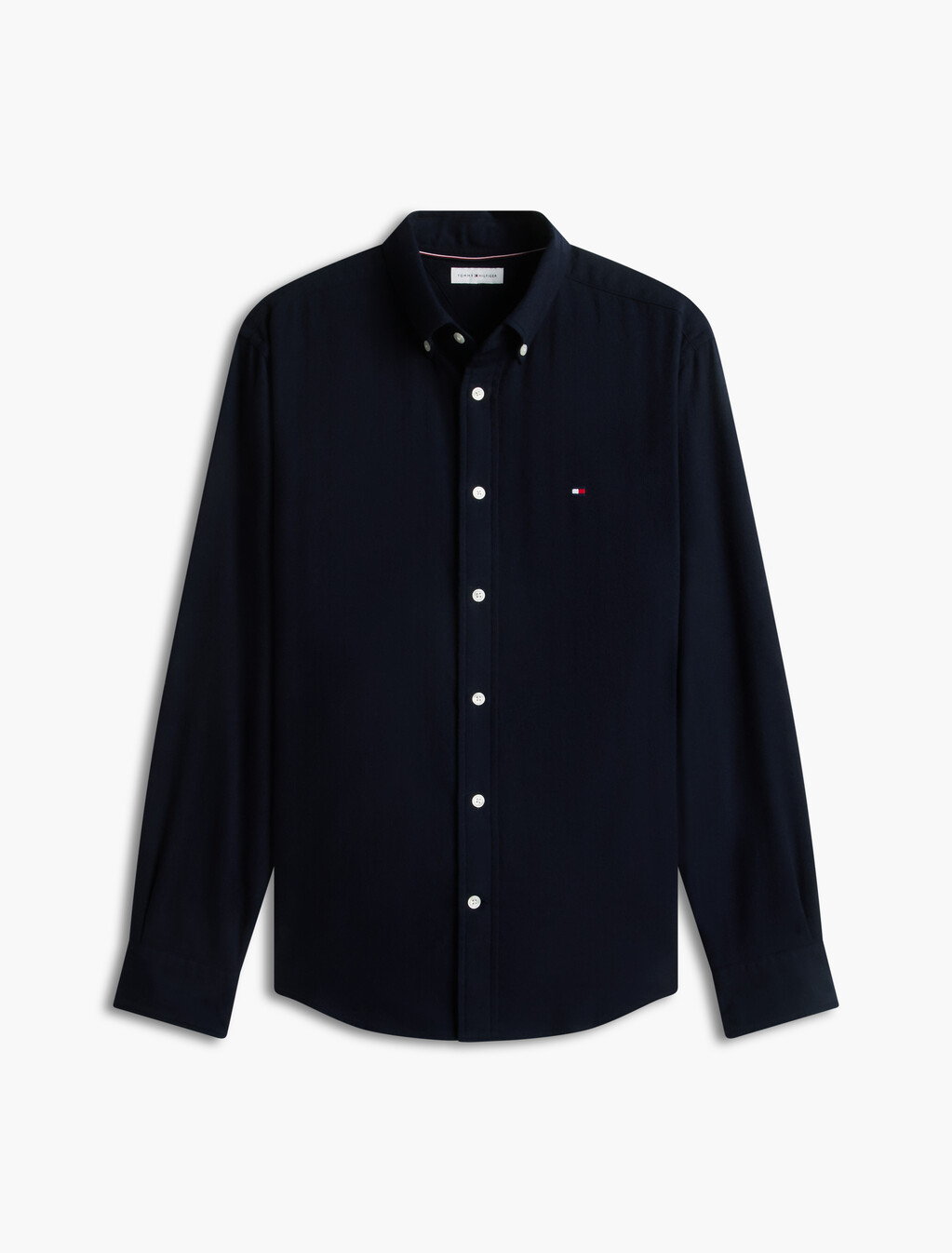 Regular Fit Herringbone Flannel Shirt, Navy Blue, hi-res