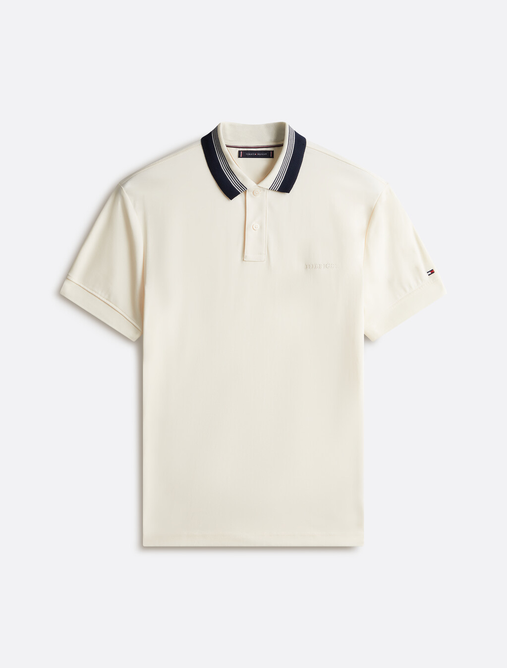 雙面羅紋針織對比領 Polo 衫, Ivory Petal, hi-res